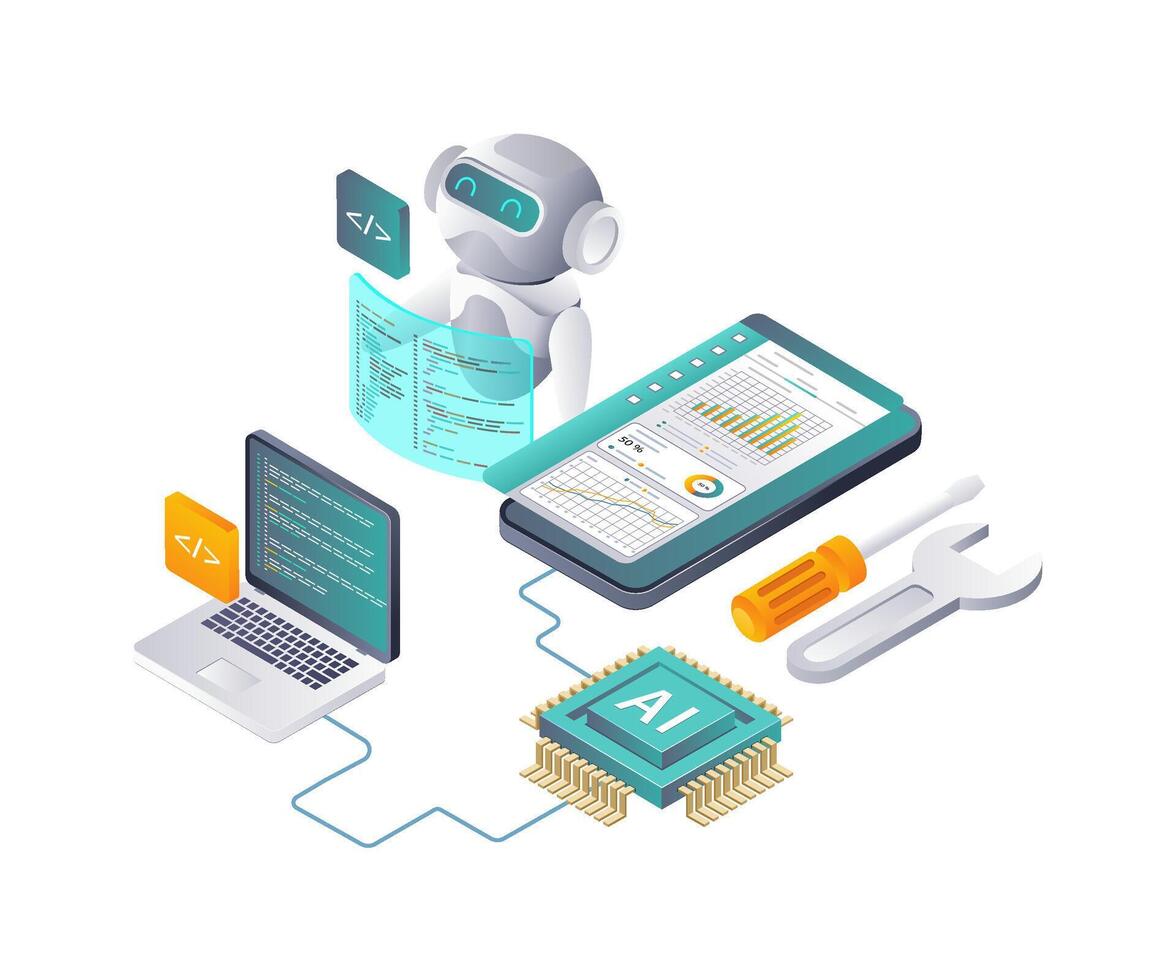 Future Applications of AI Robotics Technology vector