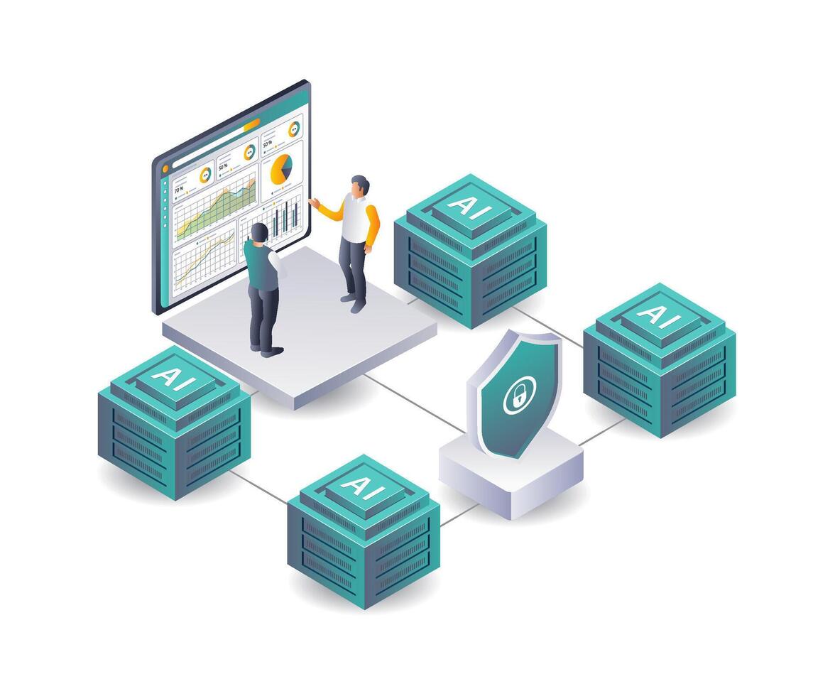 Advanced Server Analysis using Artificial Intelligence Technology vector