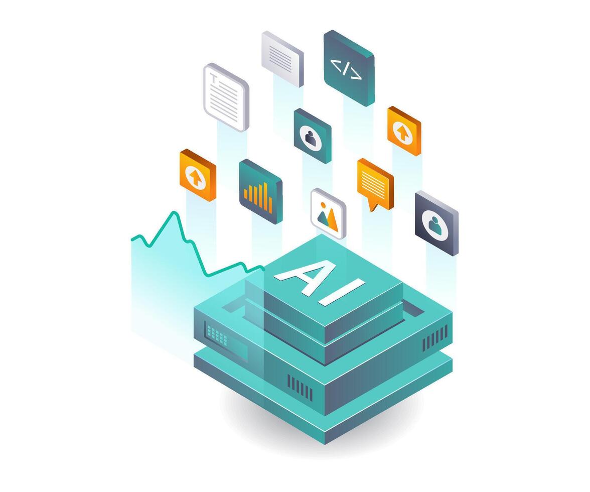 Artificial Intelligence in Server Data Analysis vector