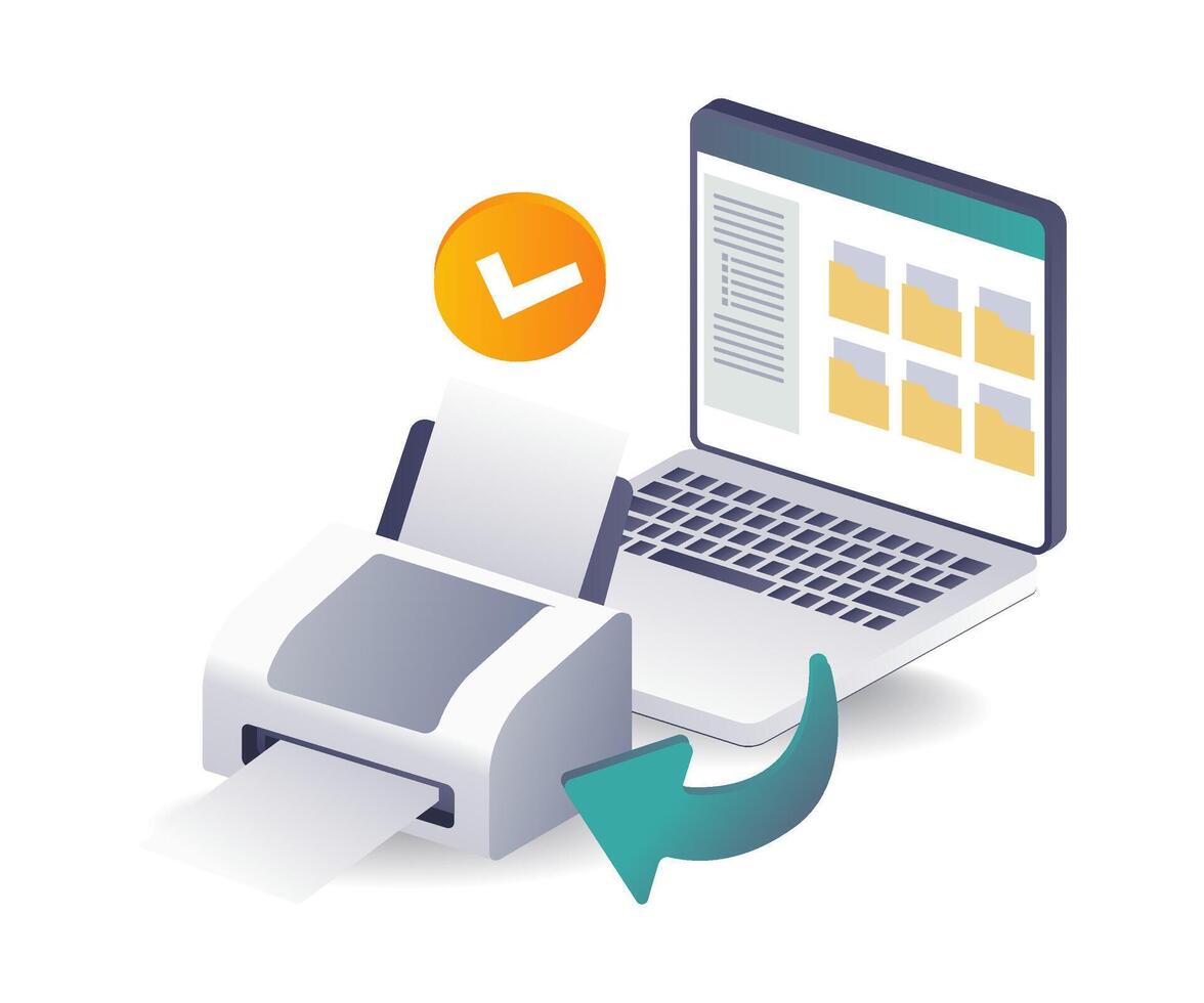Computer Technology Data Printing System vector