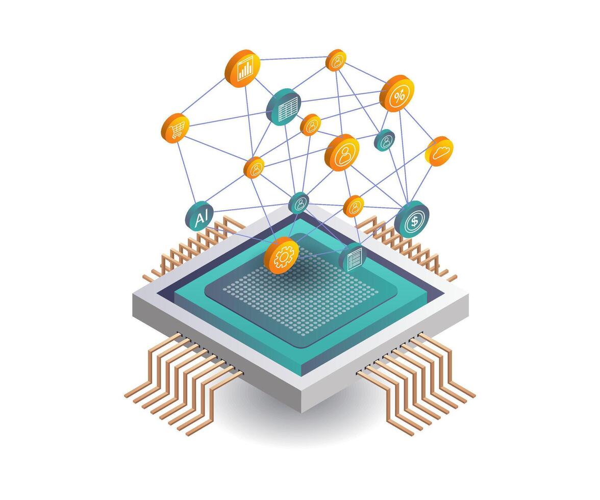 Artificial Intelligence Data Chip Technology vector