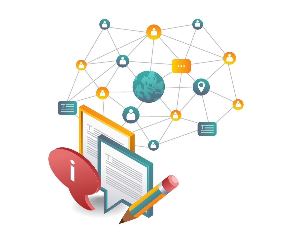 Data Network Information Systems isometric illustration vector