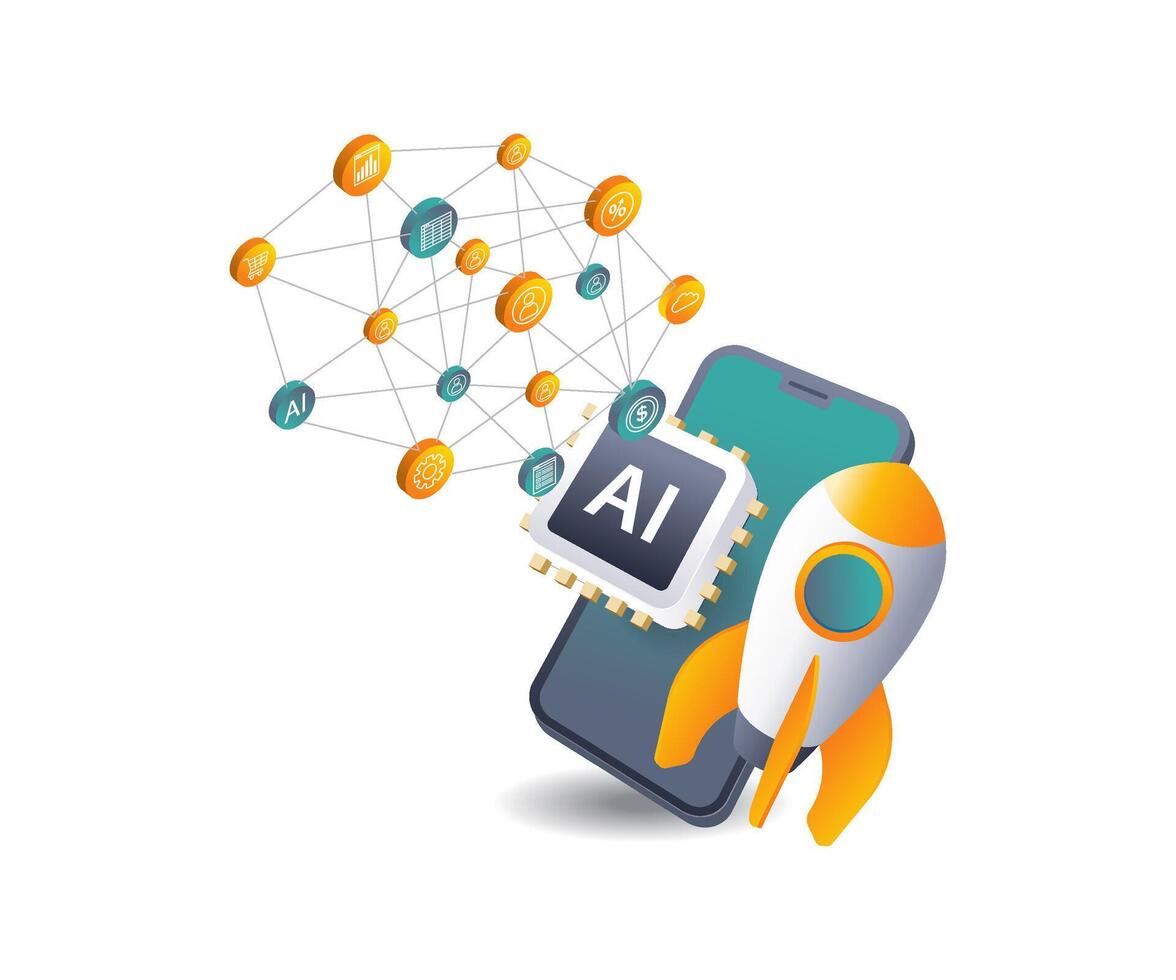 AI Smartphone App Startup Launch Event vector