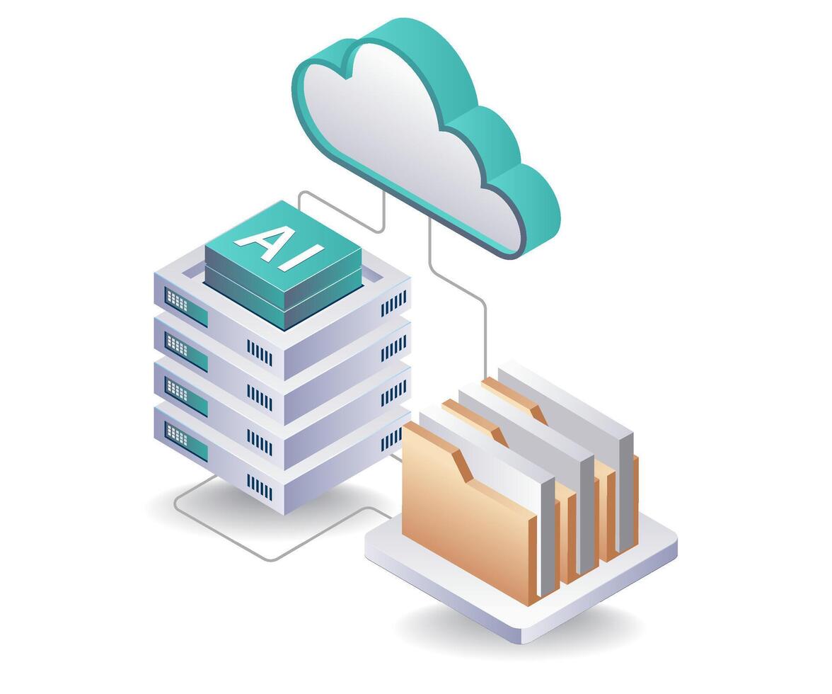 AI Database Management in Cloud Server Technology vector