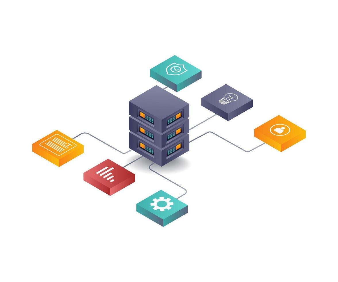 Business Data Storage Center Server isometric illustration vector