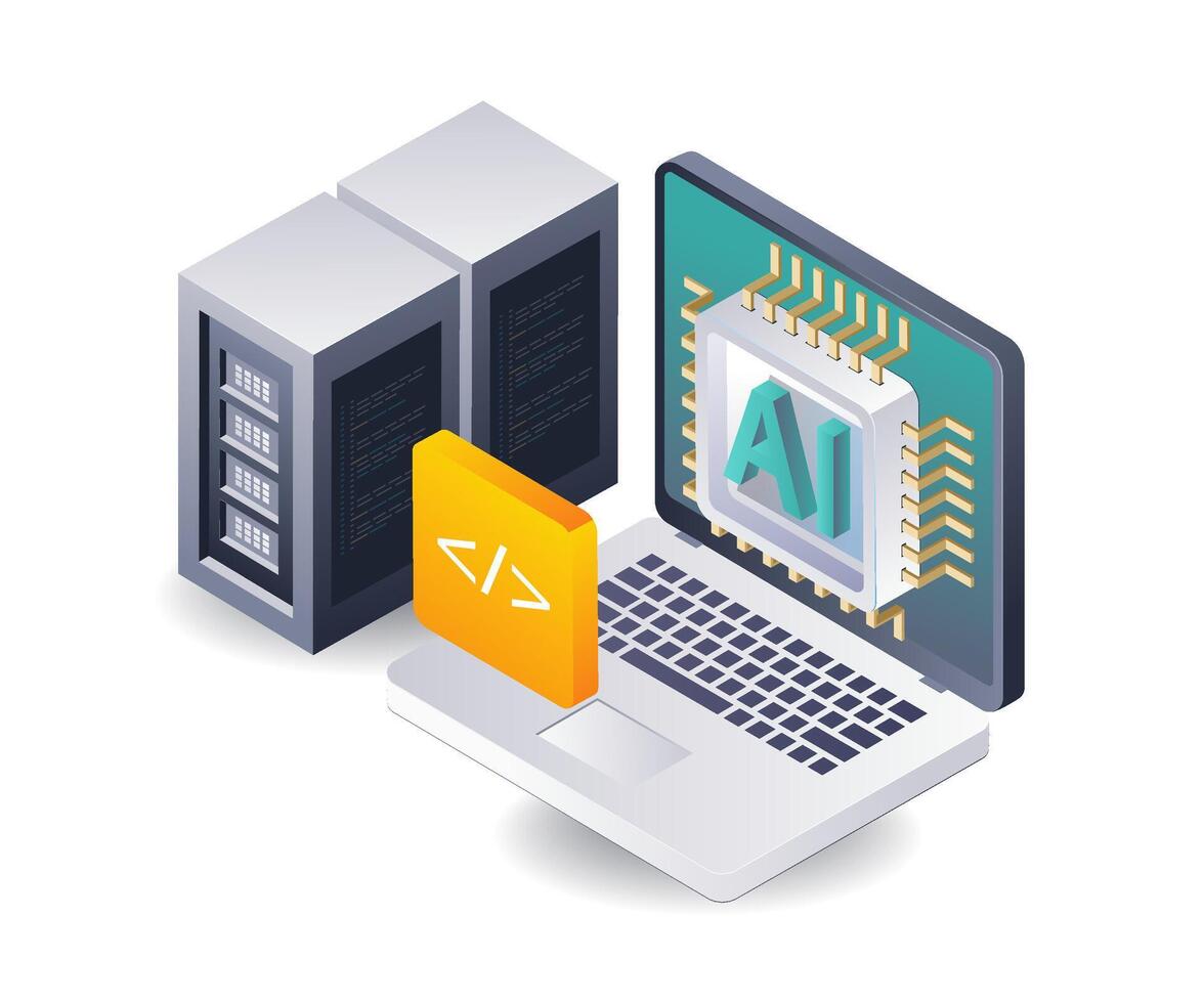Artificial Intelligence and Server Data Management vector