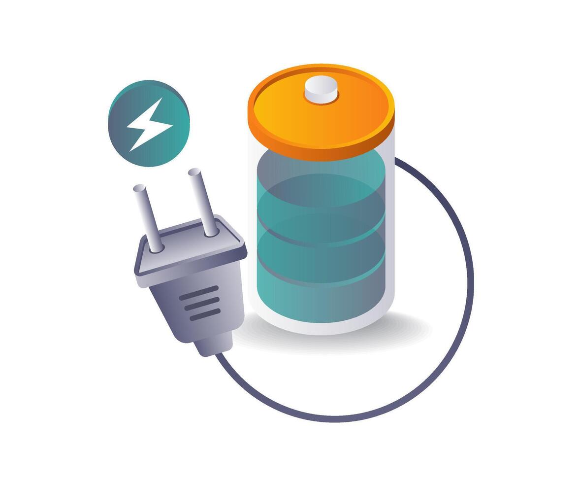 Electric Battery Charging Power flat illustration vector