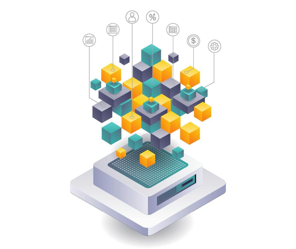 Blockchain Technology Network in Business Systems vector