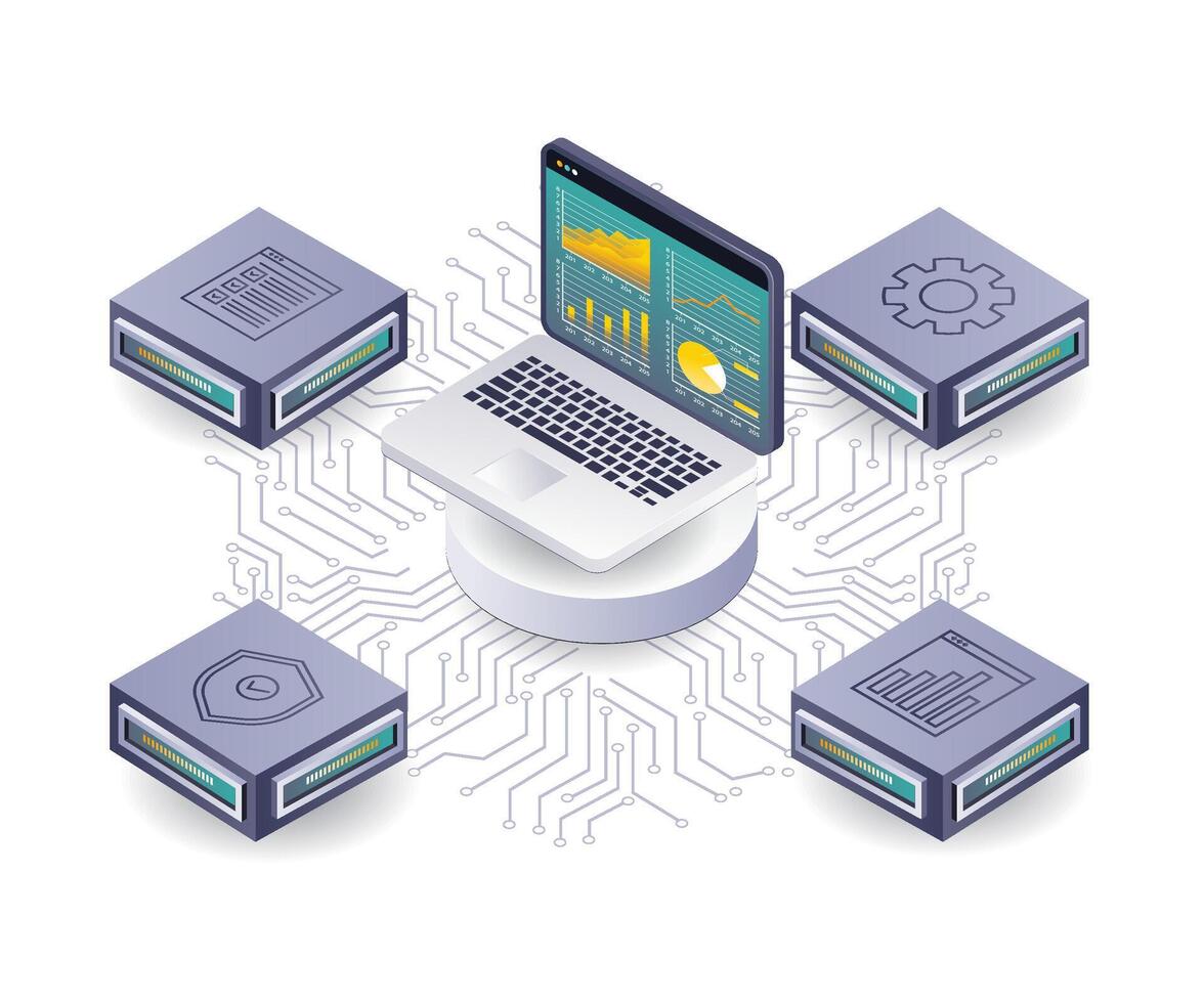 red datos análisis para negocio servidor desarrollo vector