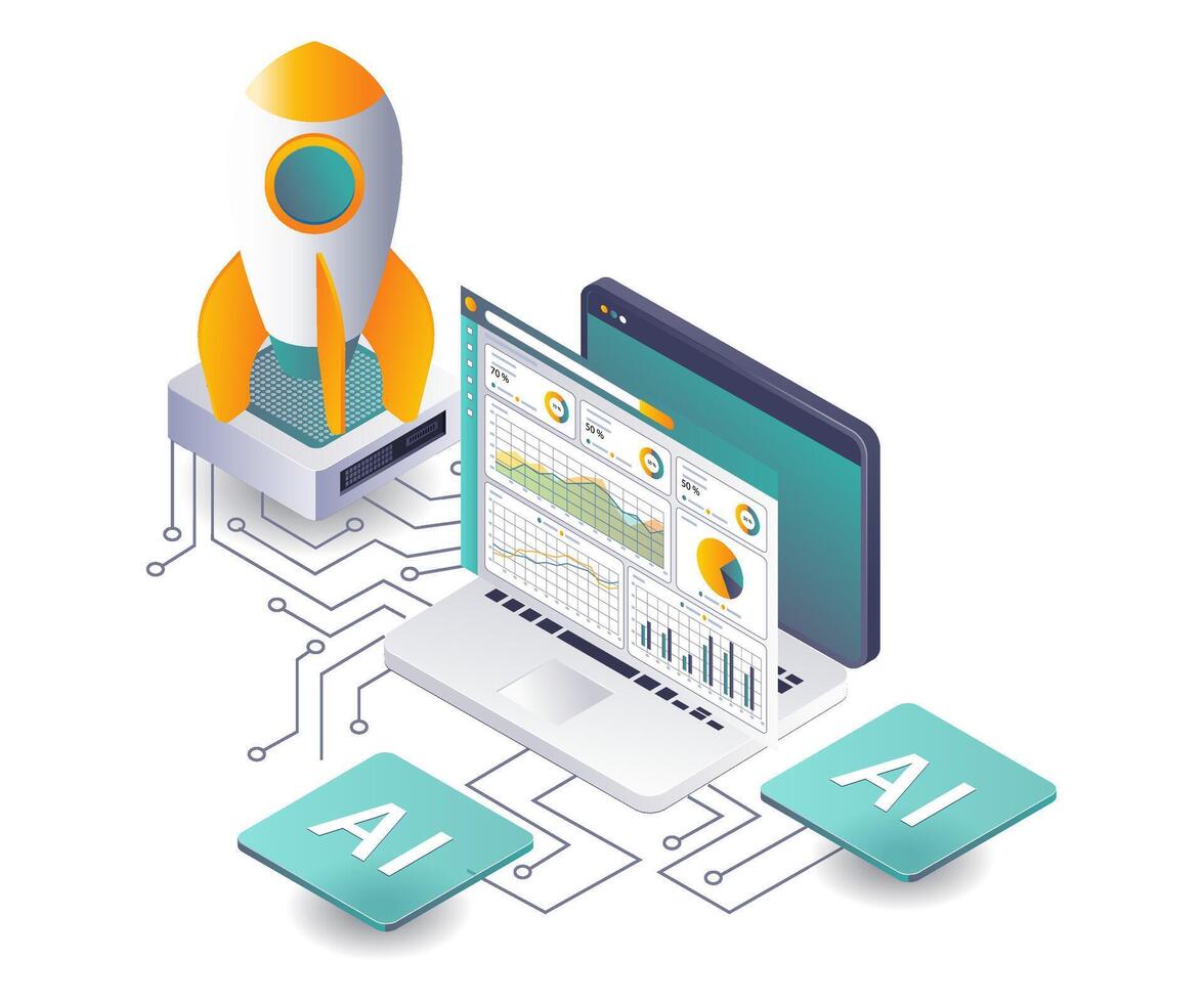 Artificial Intelligence Startup Launch Analysis Management vector
