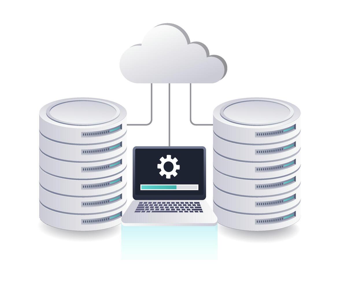 Maintaining Database Server Growth in Cloud Technology vector