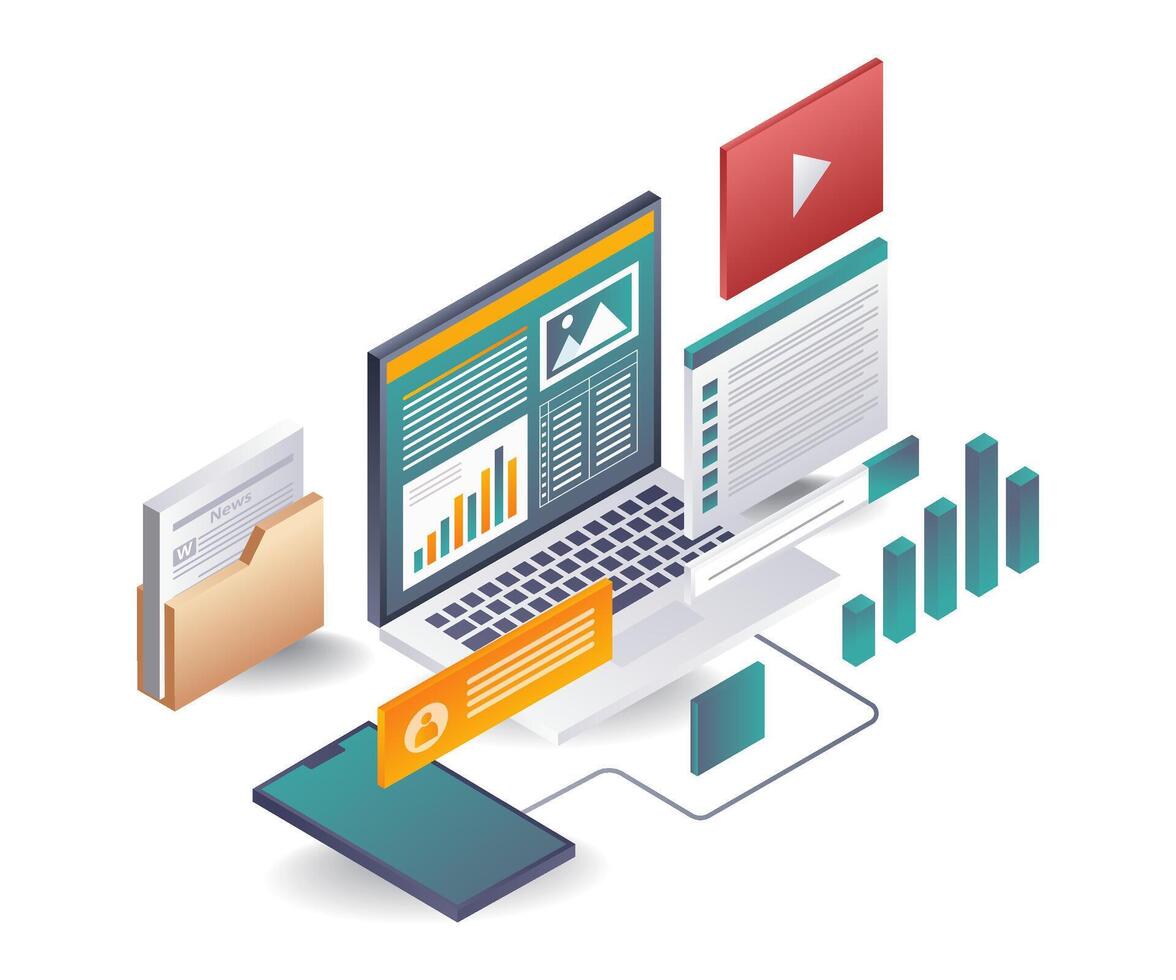 Analyzing Global Business Development Data with Computers vector