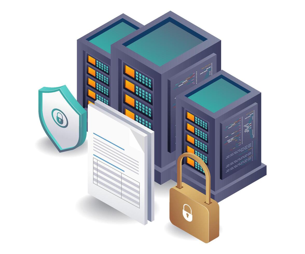 Security Measures for Data in Technology Server Systems vector