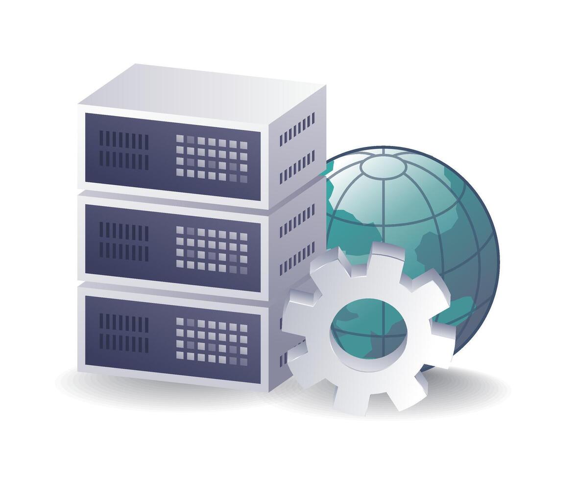 Global Operations of Technology Servers flat illustration vector