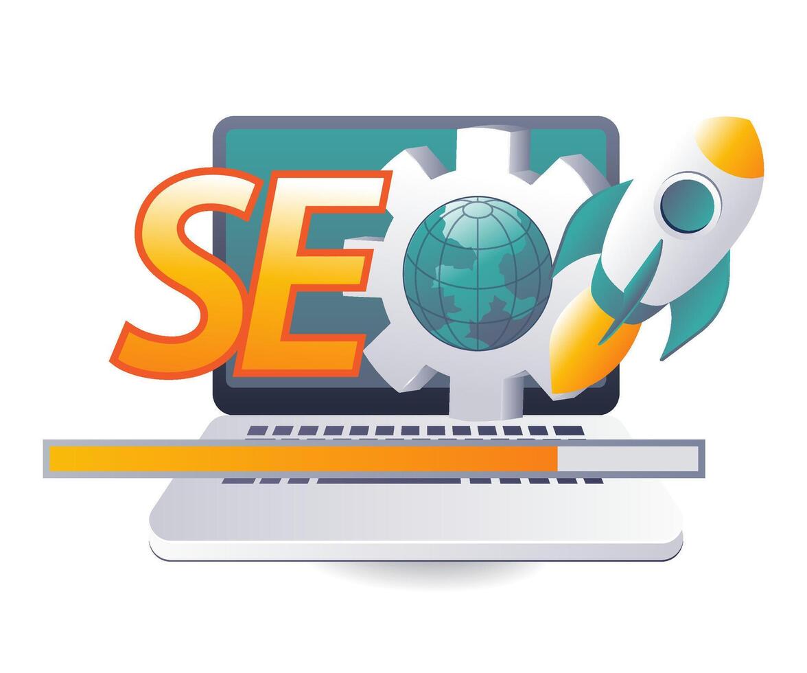 SEO Optimization in Technological System Processes vector