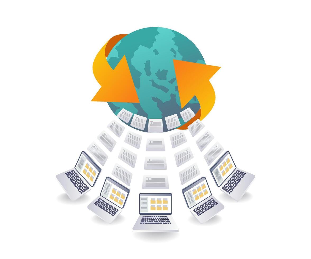 Worldwide Information Data Transfer flat illustration vector