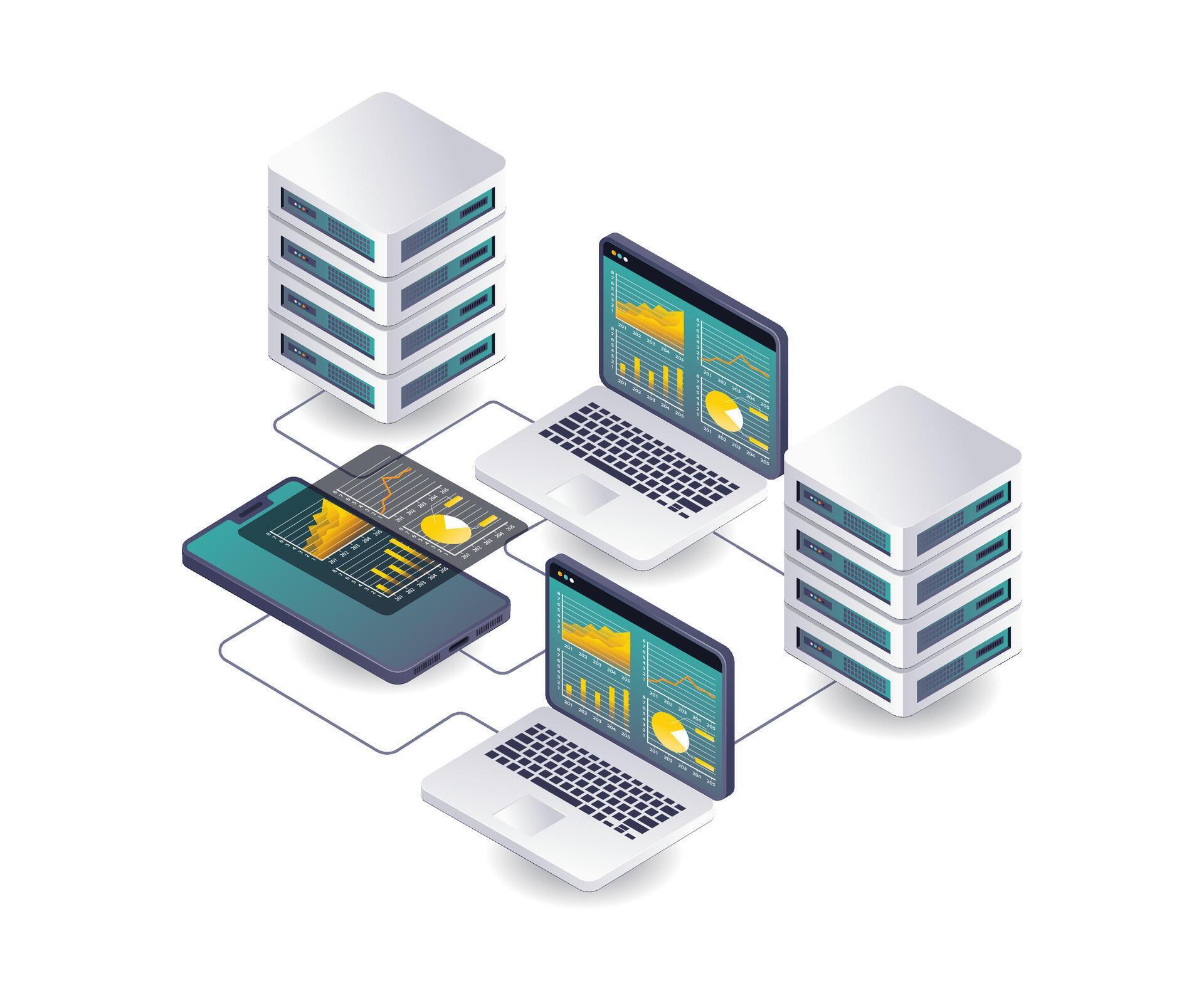 Analysis data on cloud server hosting technology 47546726 Vector Art at ...