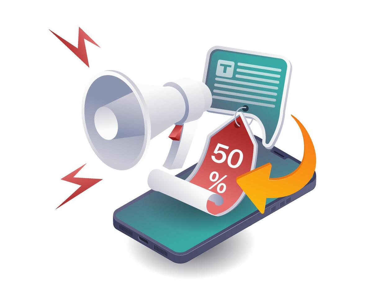Mobile Discount Promotion for E-commerce vector