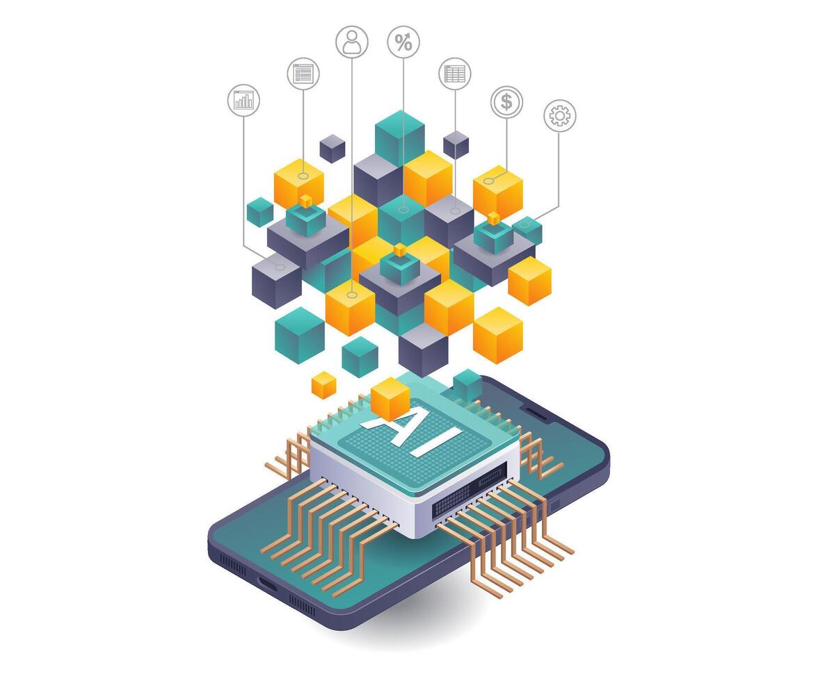 Integration of Blockchain and Smartphone in Business Networking vector