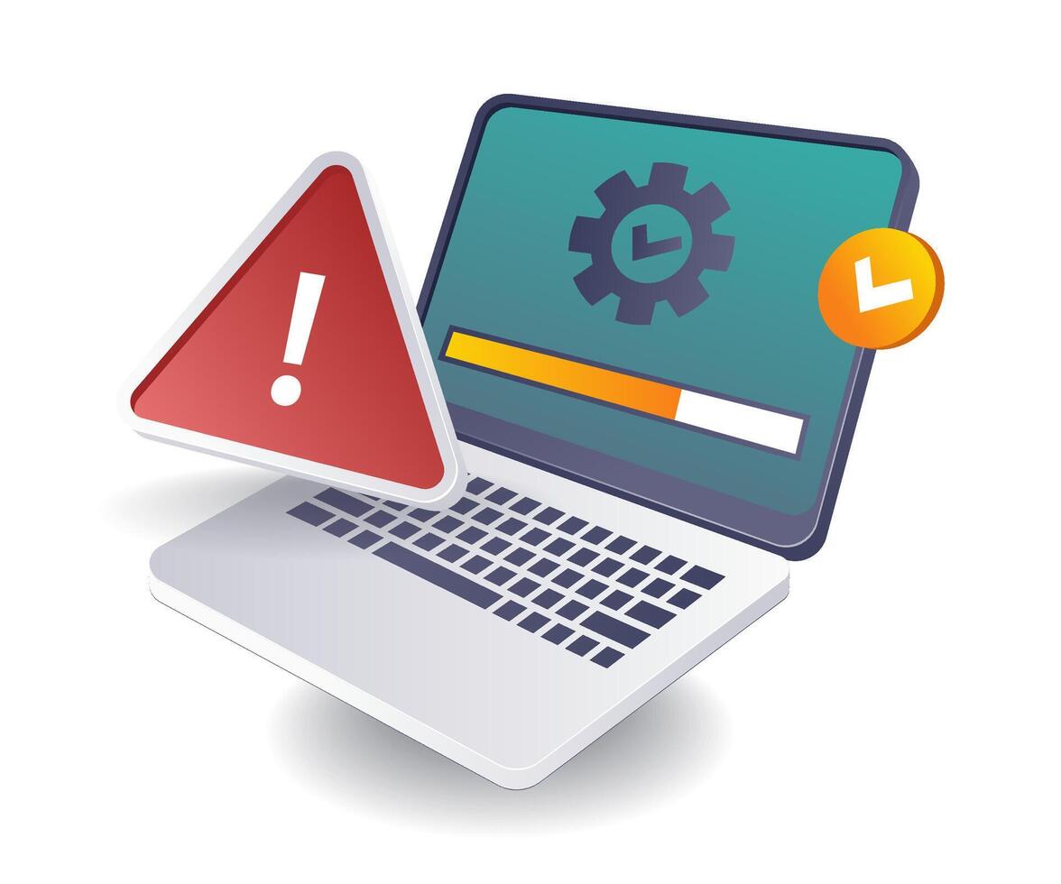 Process of Troubleshooting Computer Warnings vector