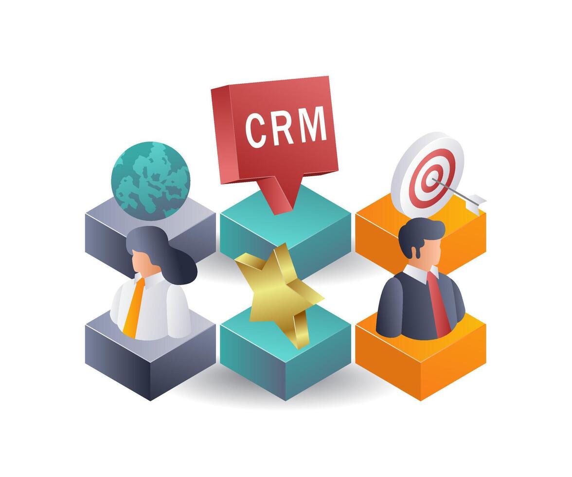 CRM Strategies for Business Growth isometric illustration vector