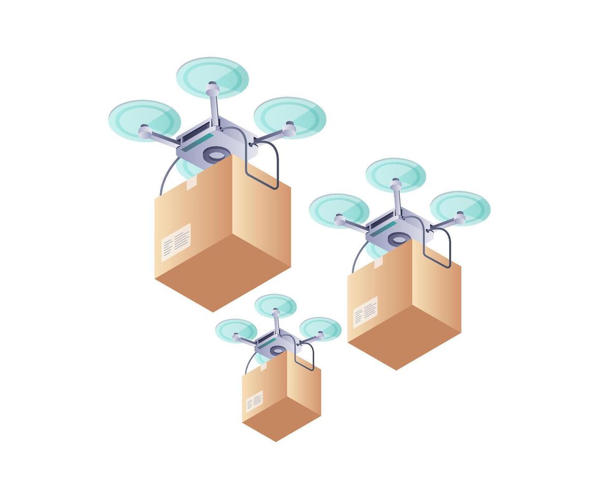 Drone Delivery Innovations isometric illustration vector
