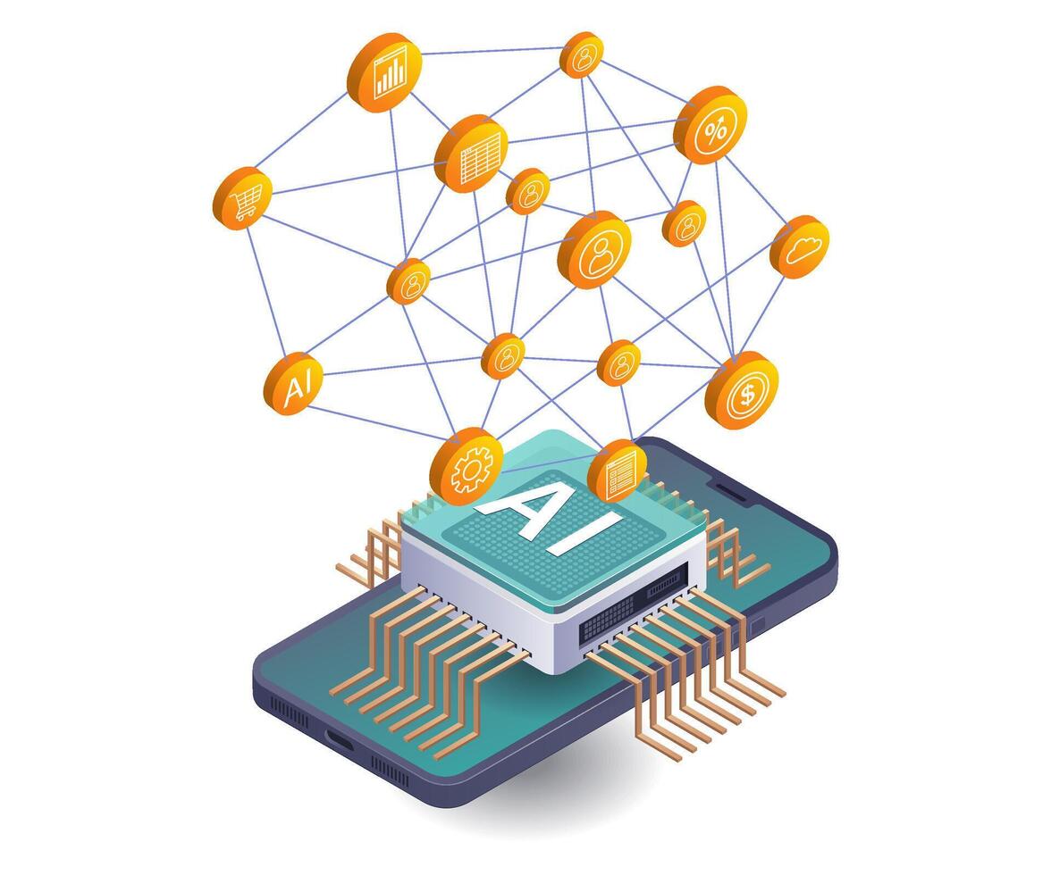 Developing Business Networks with AI Smartphone Apps vector