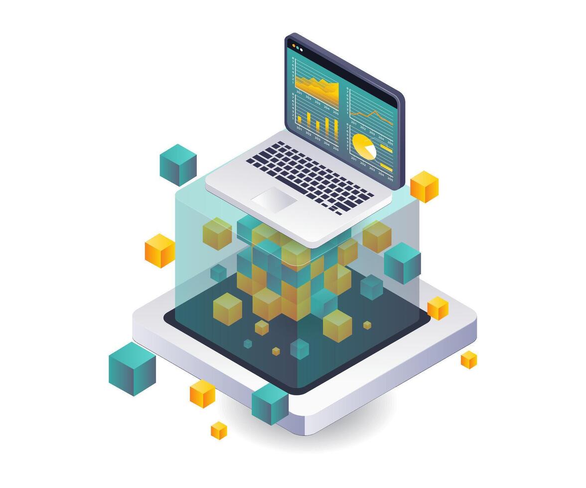 Data Analysis in Blockchain Technology Development vector