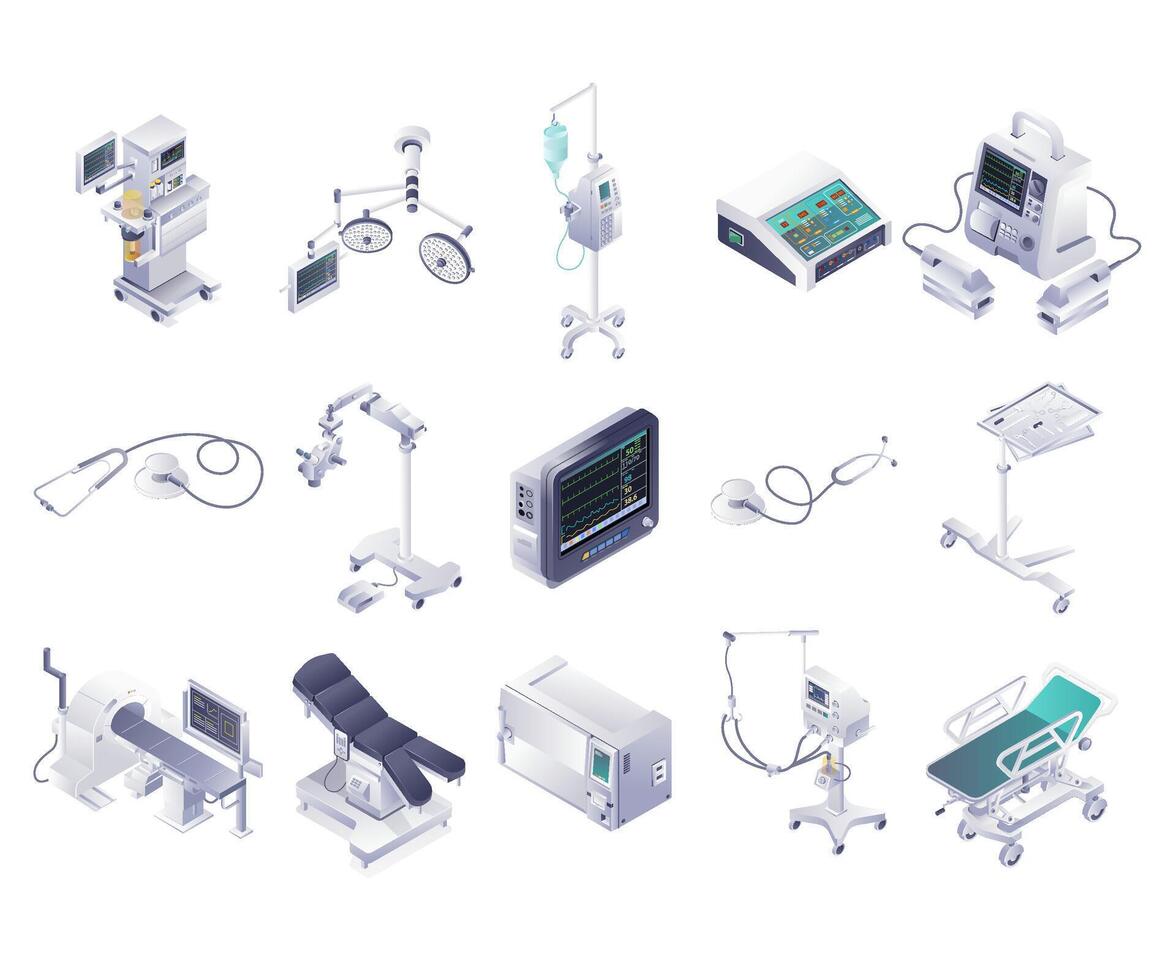 Devices and Tools in Medical Technology isometric illustration vector