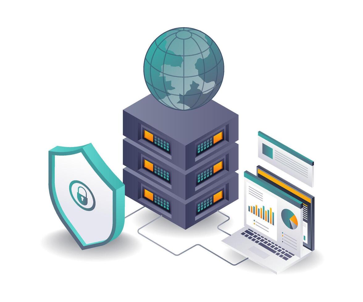 Global Server Data Security Management vector
