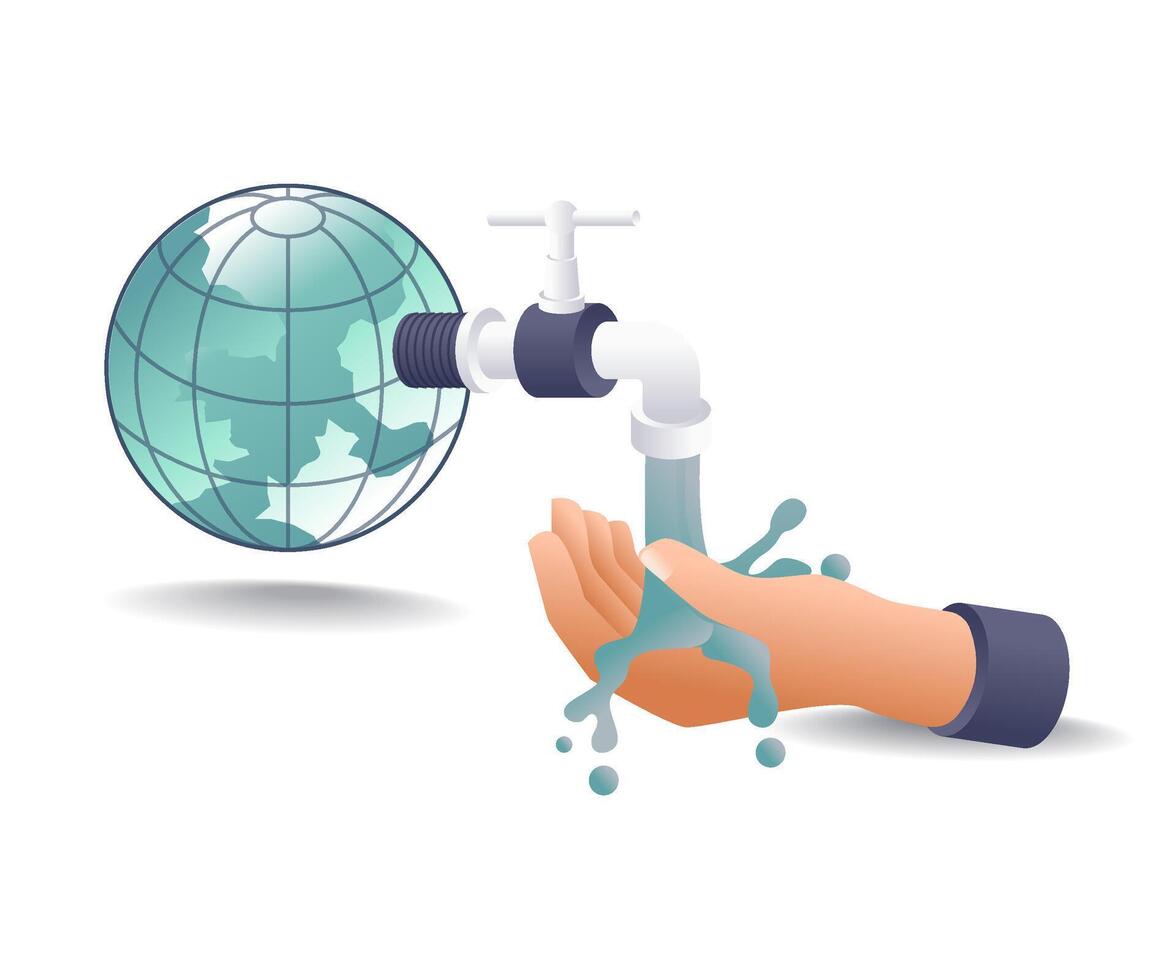 Handheld Water Collection from the Tap vector