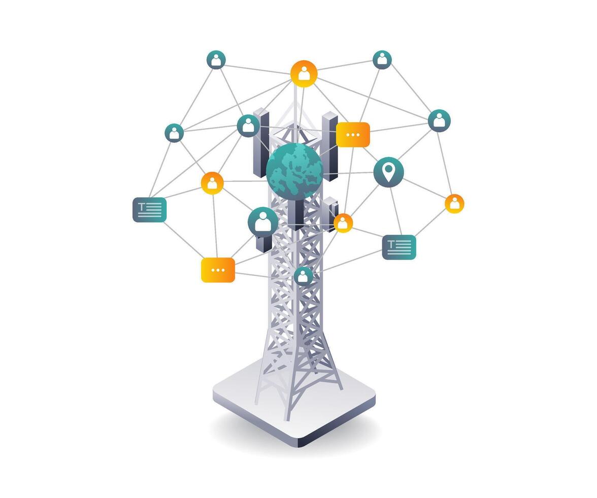 Tower Communication Network for Information Technology vector