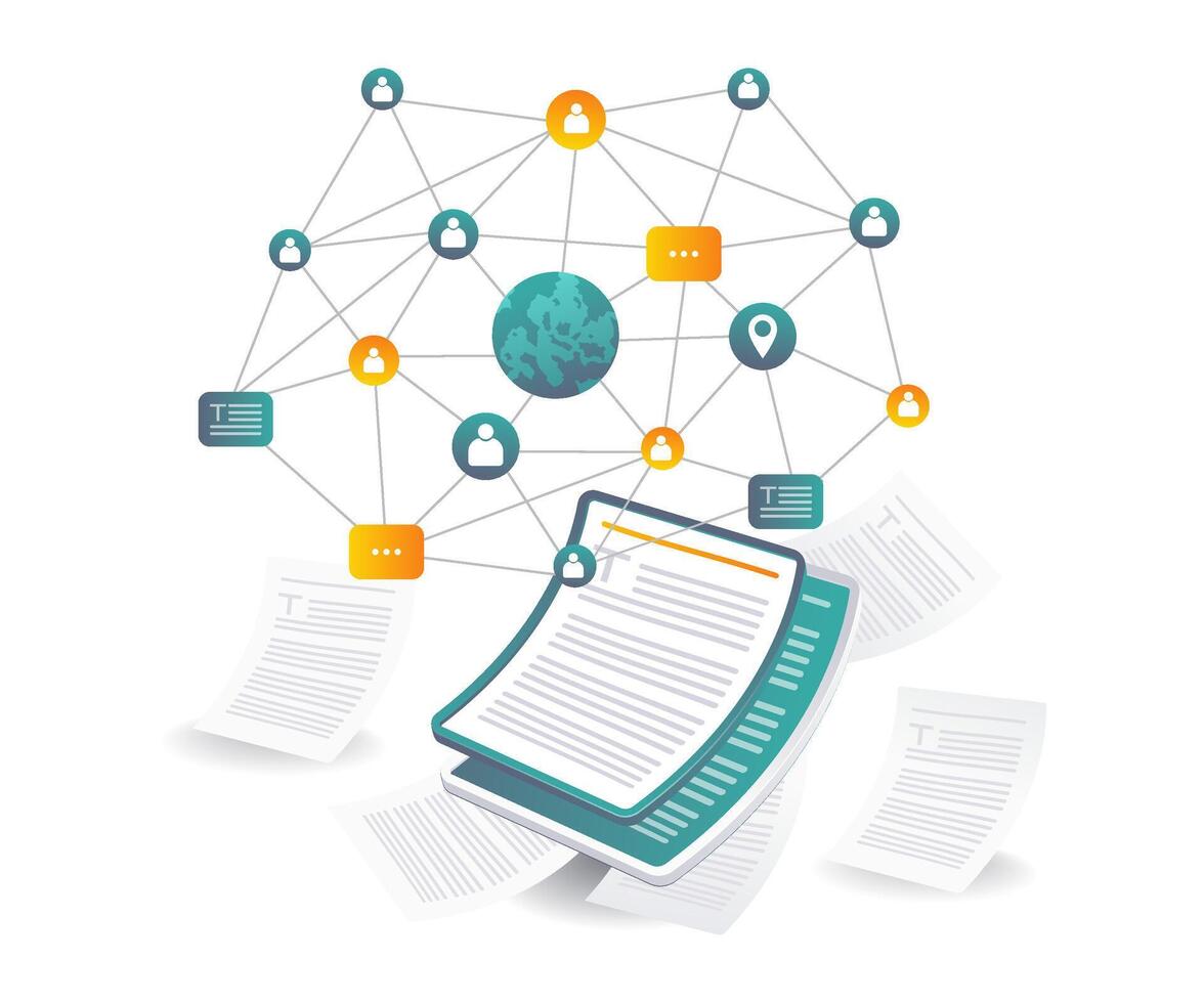 Information Network of Text Data Sheets vector