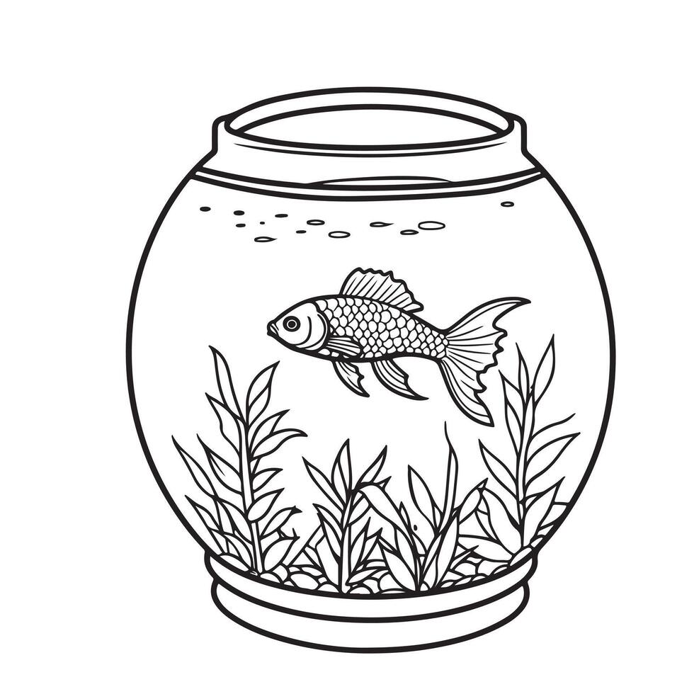 Aquarium coloring page vector