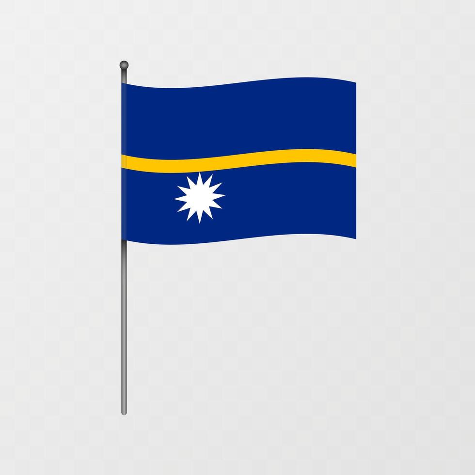 Nauru flag on flagpole. illustration. vector