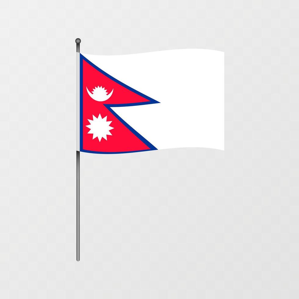 Nepal flag on flagpole. illustration. vector