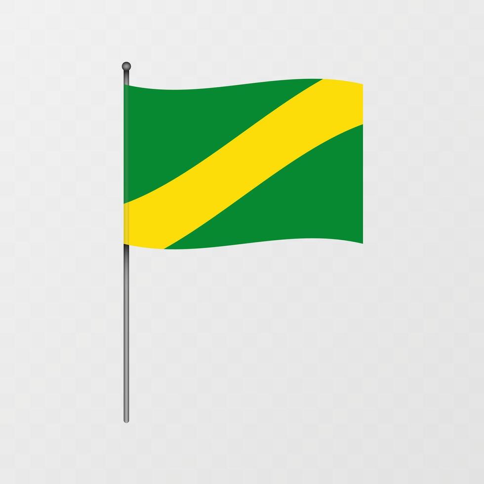 Department of Madre de Dios flag on flagpole. illustration. vector