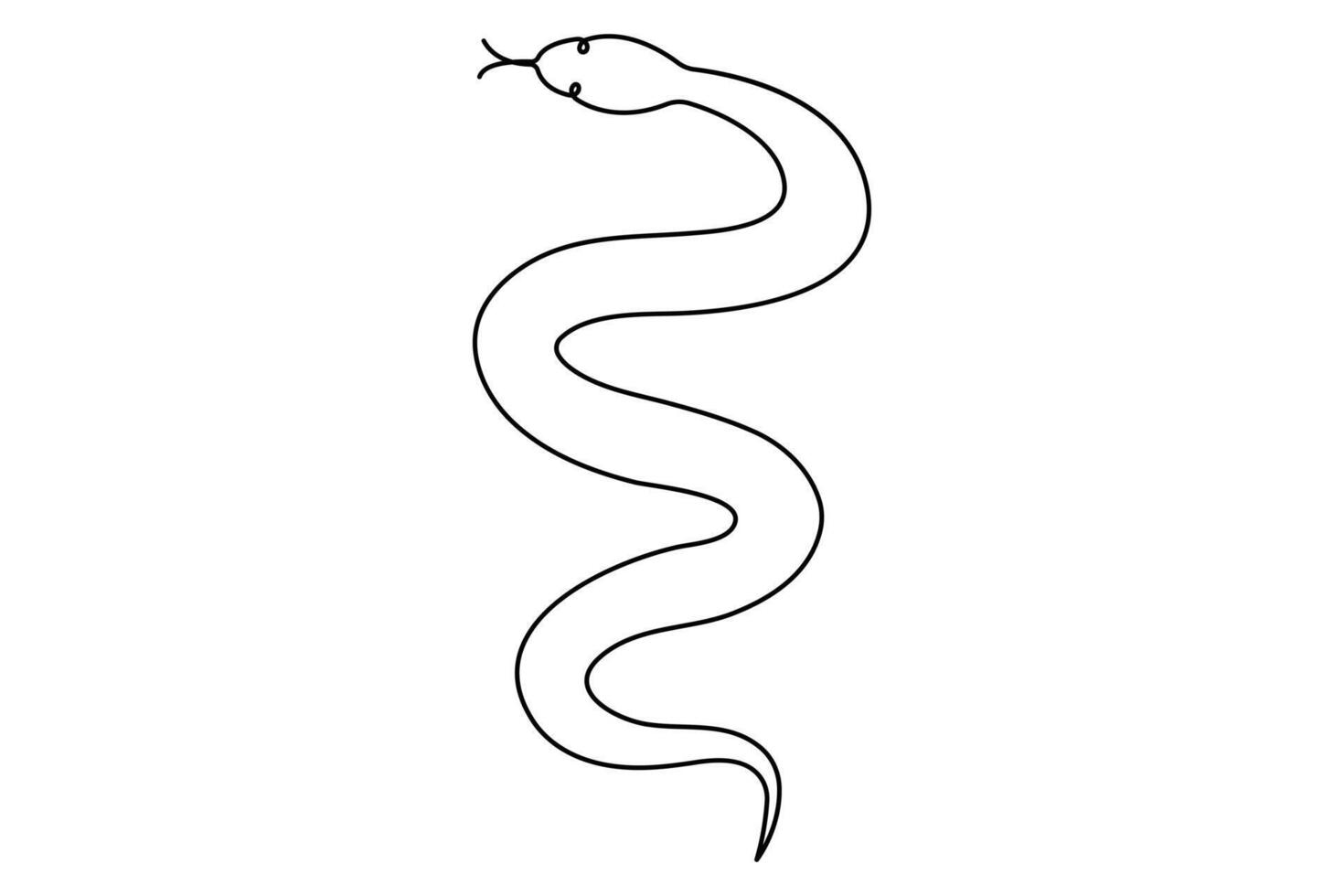 Snake continuous one line art hand drawing symbol. Poisonous reptile serpent outline, wildlife nature concept vector