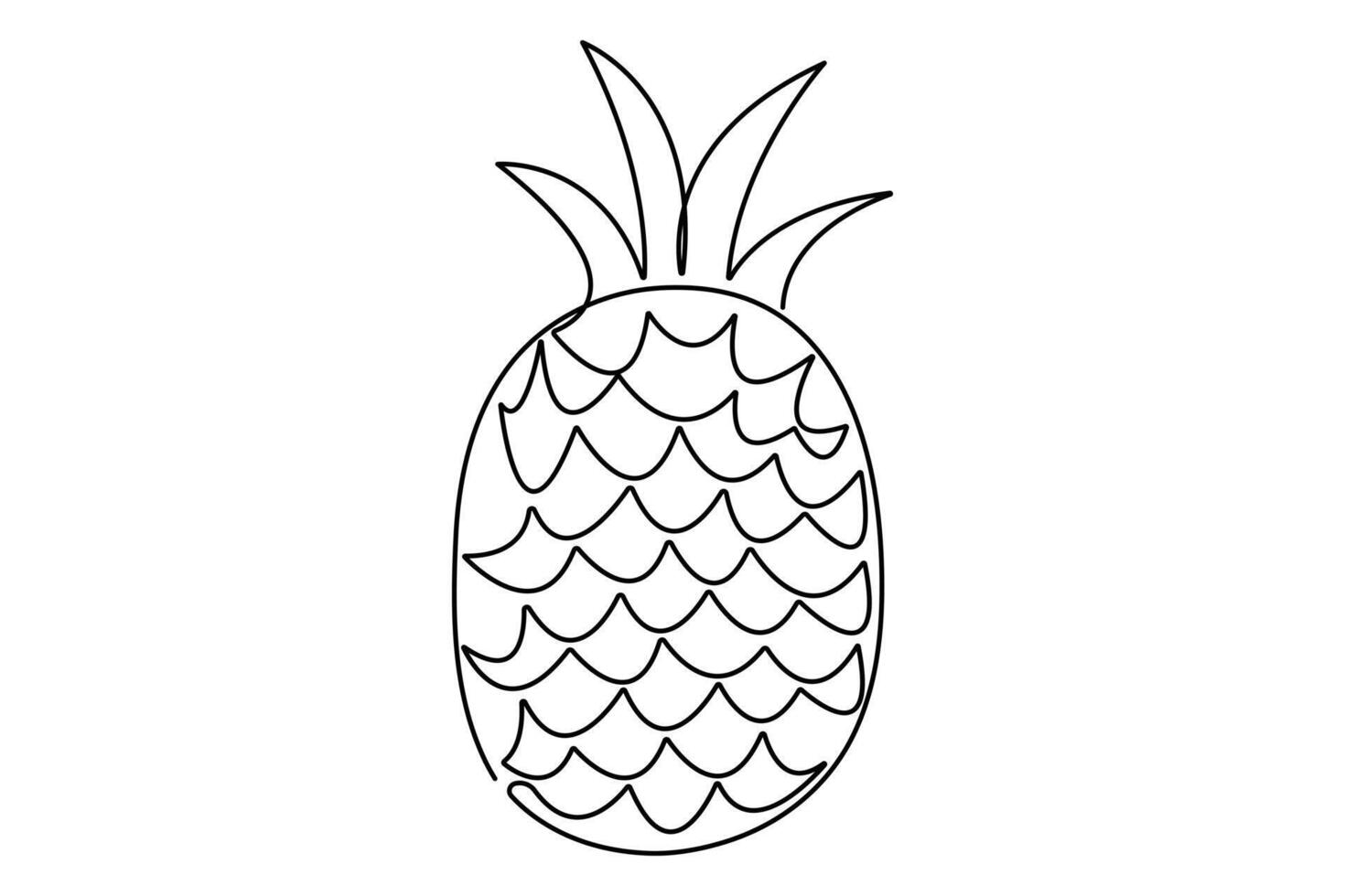 Continuous one single line art drawing fresh healthy organic pineapple illustration vector