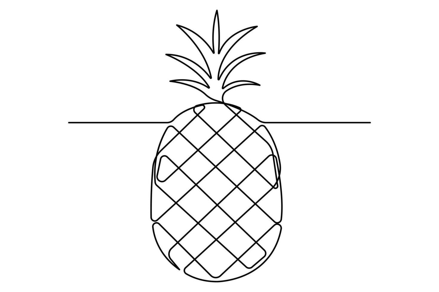 Continuous one single line art drawing fresh healthy organic pineapple illustration vector