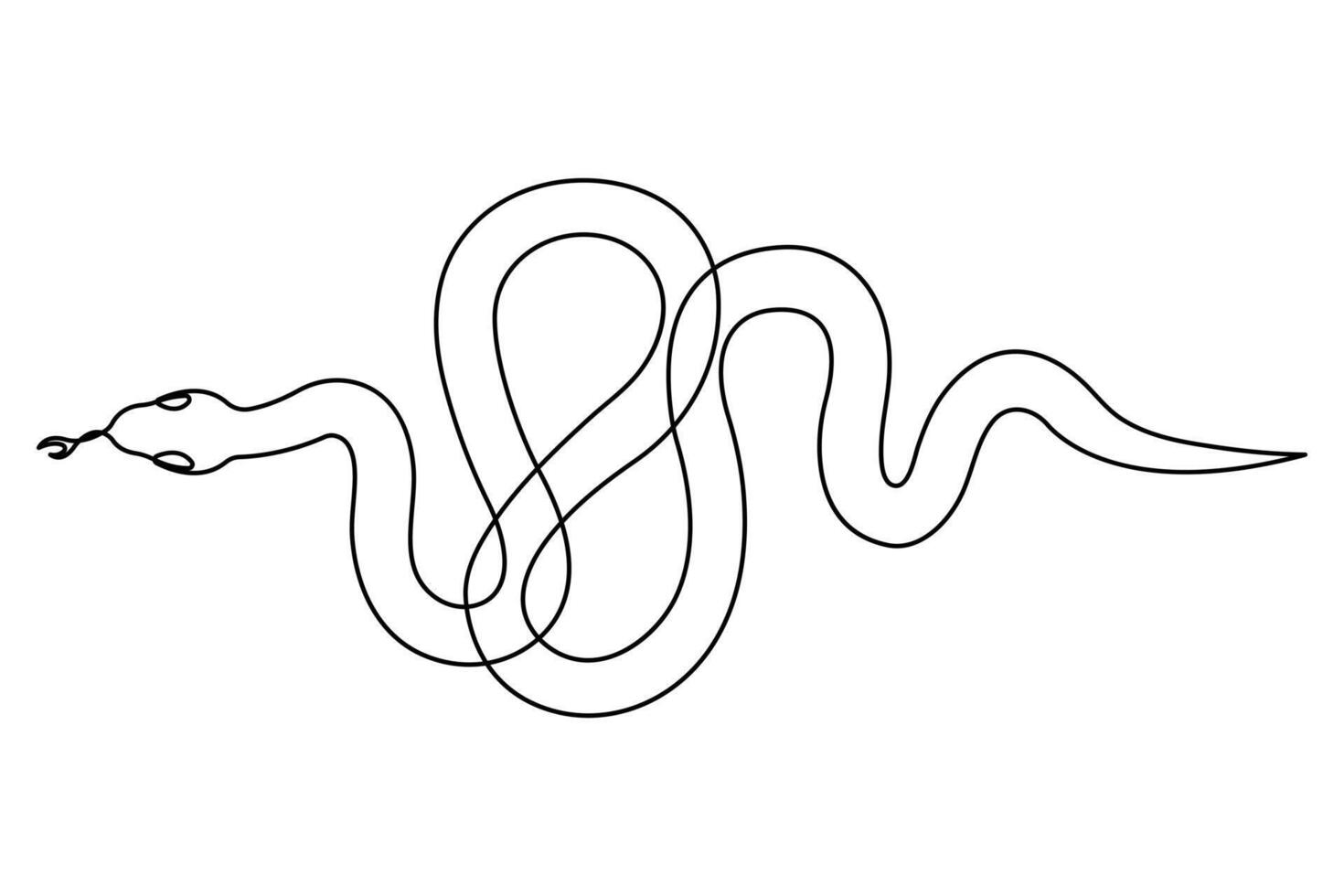 Snake continuous one line art hand drawing symbol. Poisonous reptile serpent outline, wildlife nature concept vector