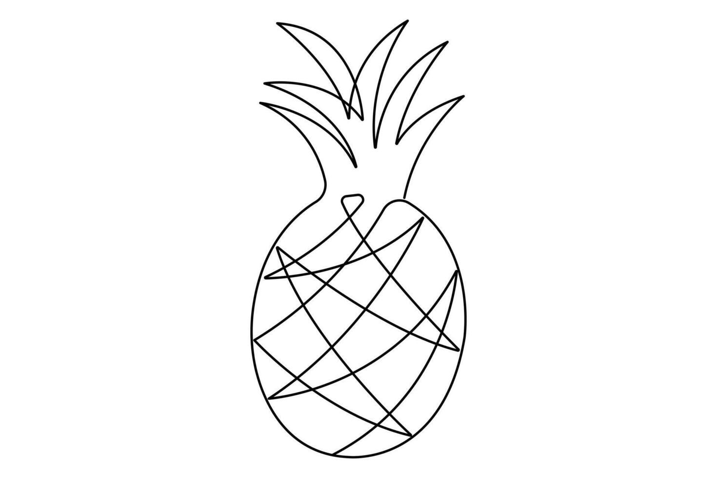 Continuous one single line art drawing fresh healthy organic pineapple illustration vector