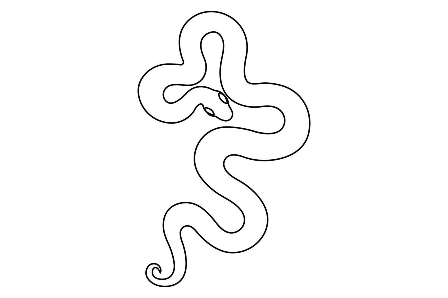 Snake continuous one line art hand drawing symbol. Poisonous reptile serpent outline, wildlife nature concept vector