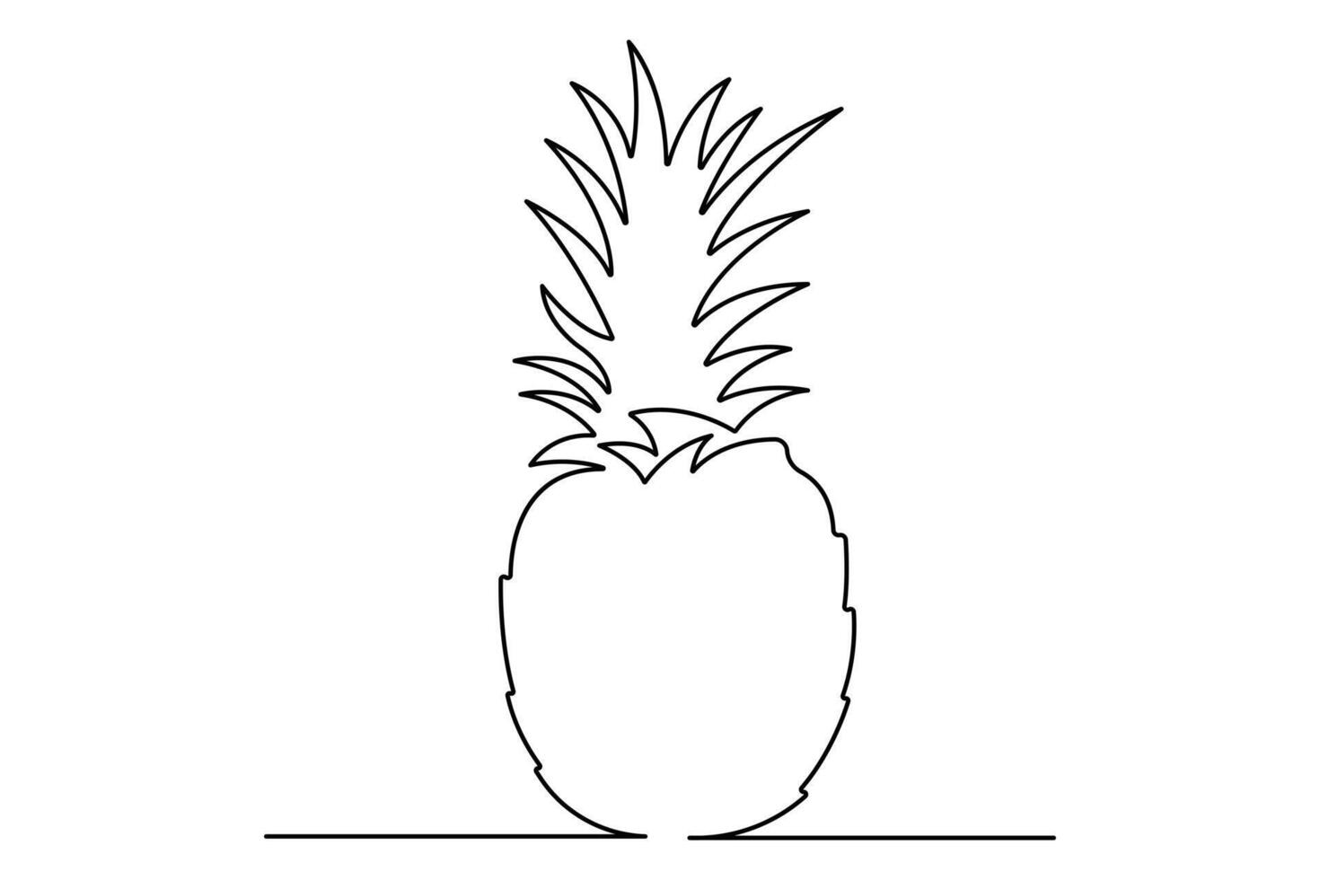 Continuous one single line art drawing fresh healthy organic pineapple illustration vector