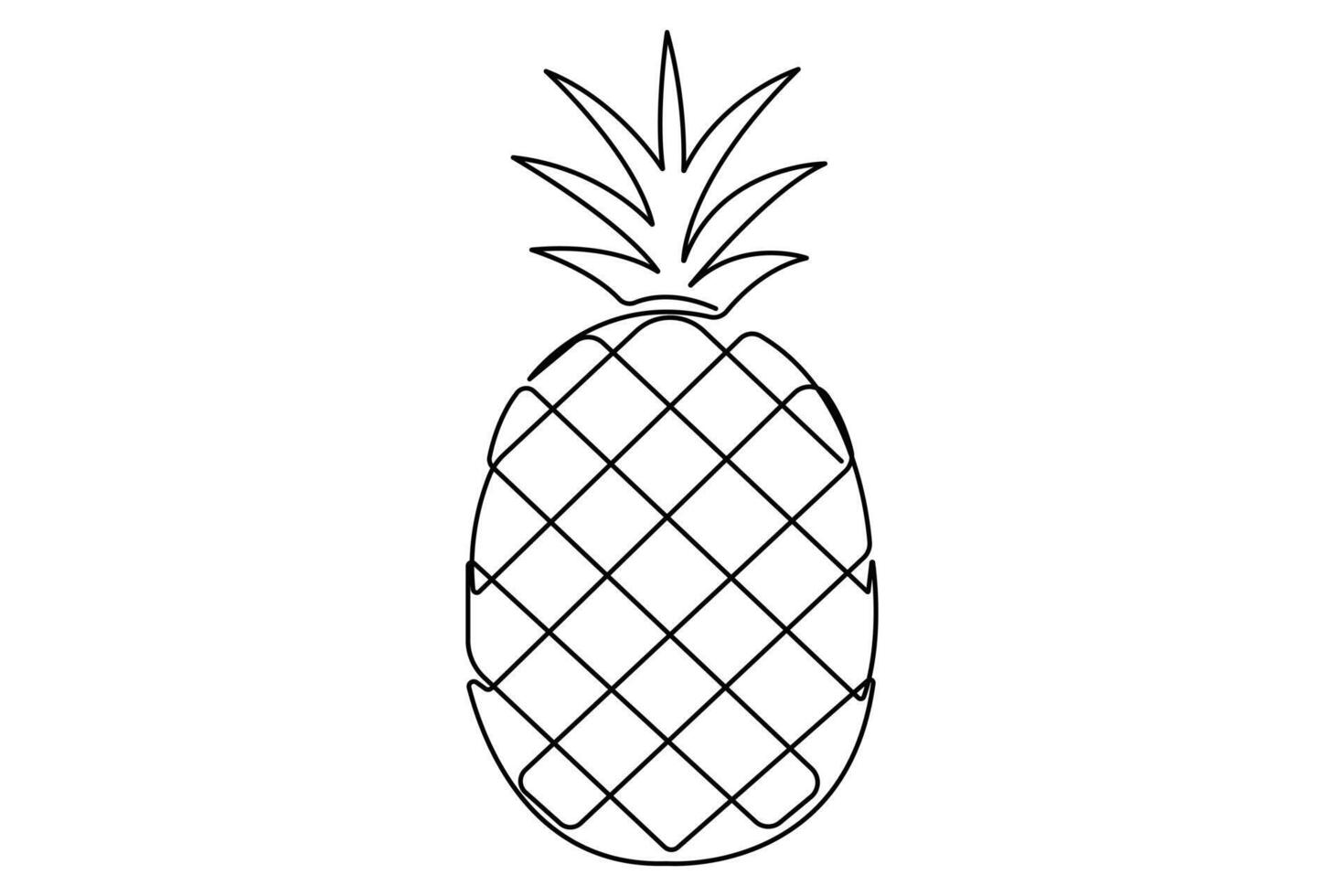 Continuous one single line art drawing fresh healthy organic pineapple illustration vector