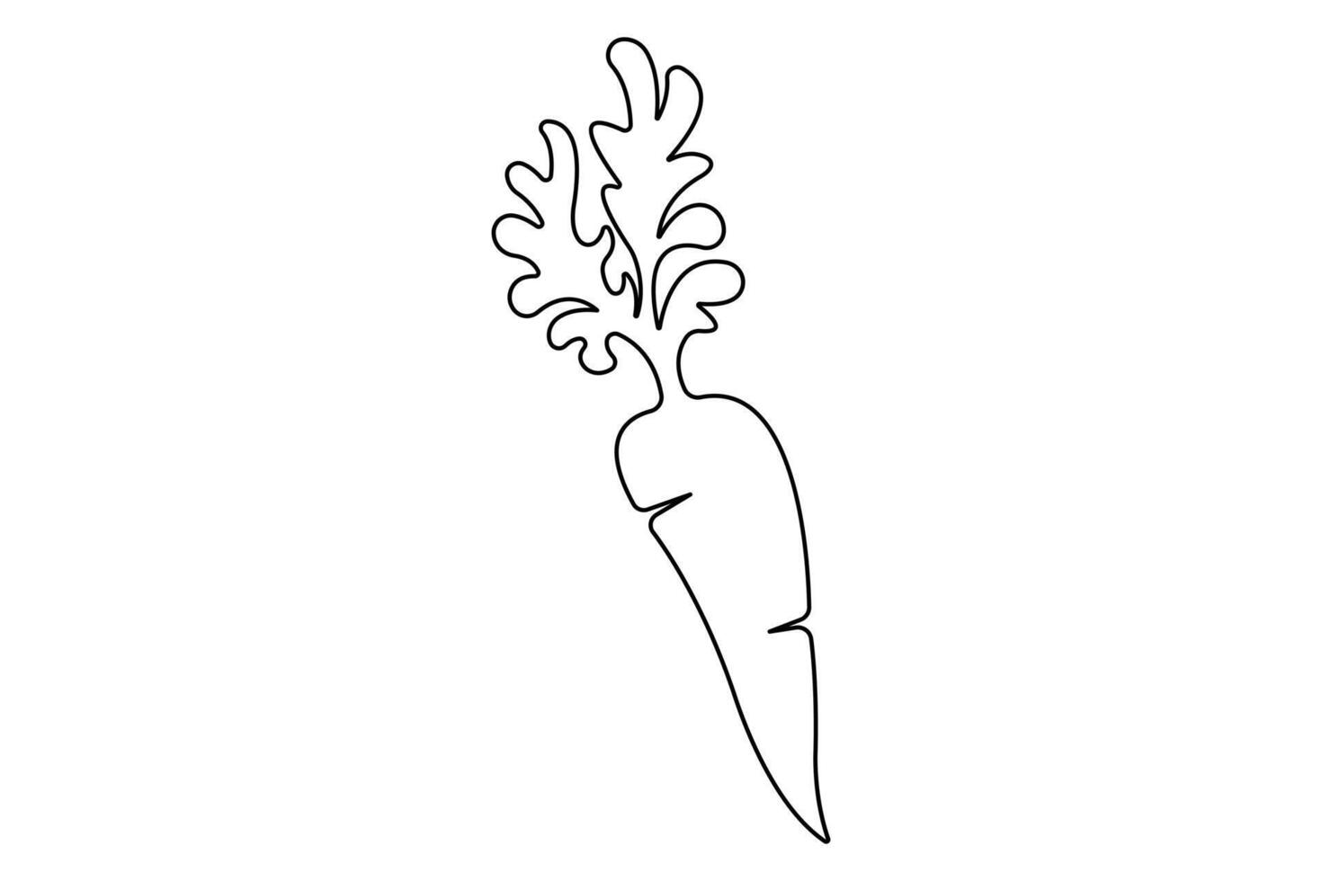 Simple carrot in continuous one line art drawing design, Growing carrot plant minimalist outline vector