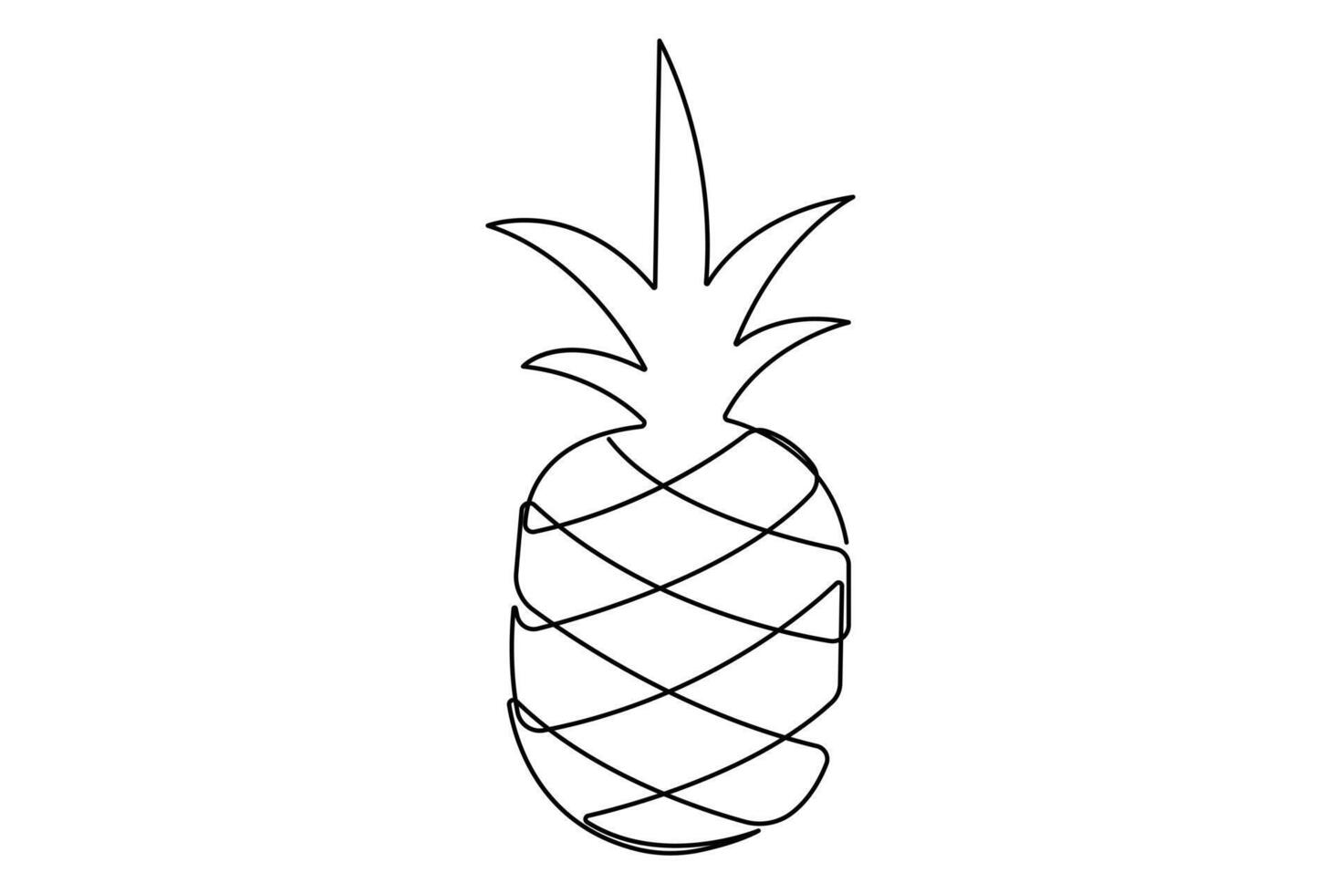 Continuous one single line art drawing fresh healthy organic pineapple illustration vector