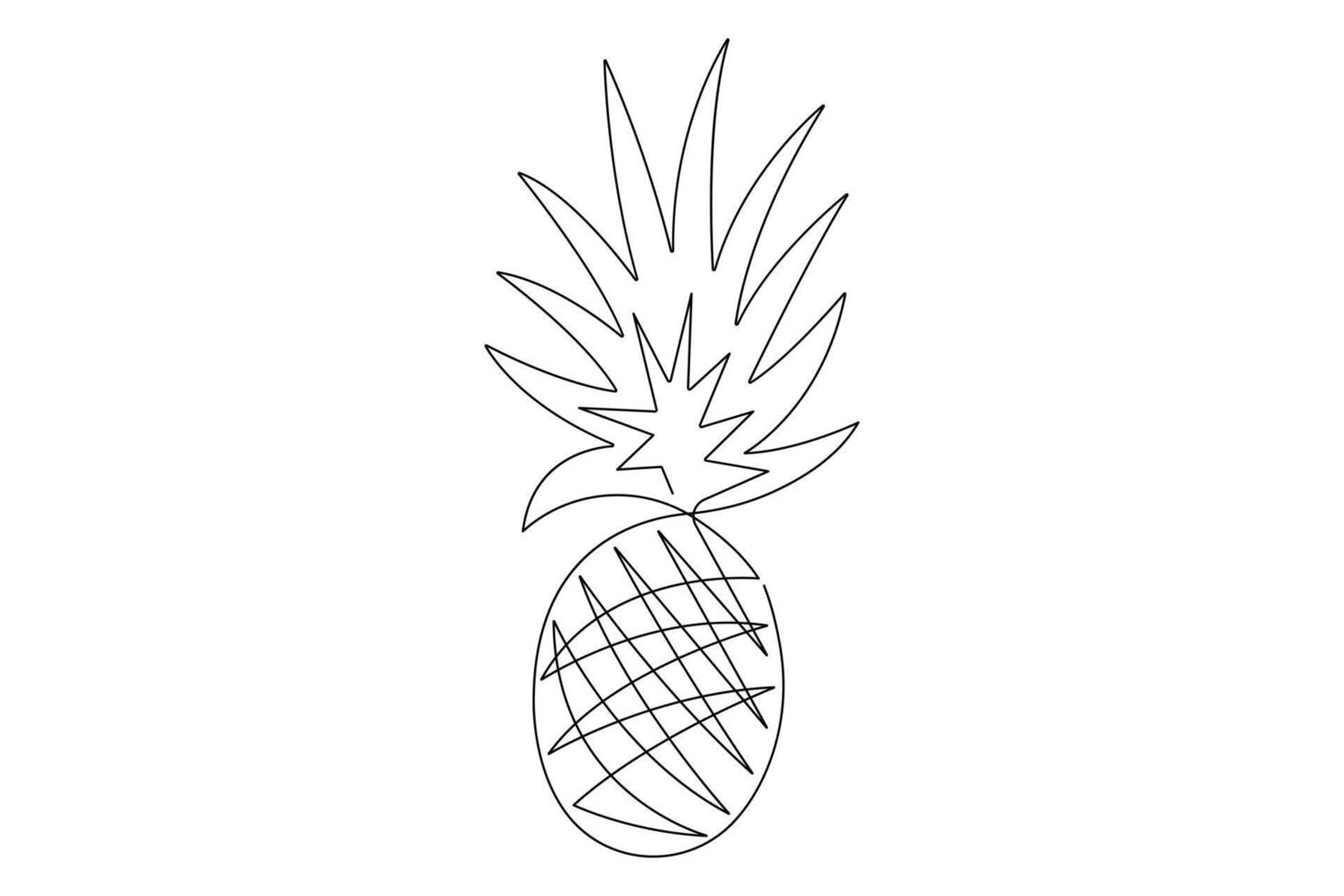 Continuous one single line art drawing fresh healthy organic pineapple illustration vector