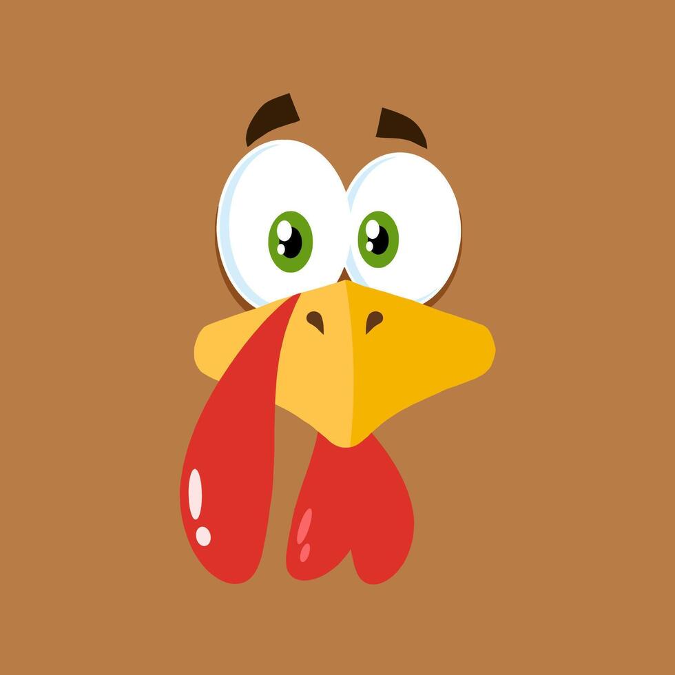 thanksgiving turkey bird face cartoon character flat brown label vector thanksgiving turkey bird face cartoon character flat brown label