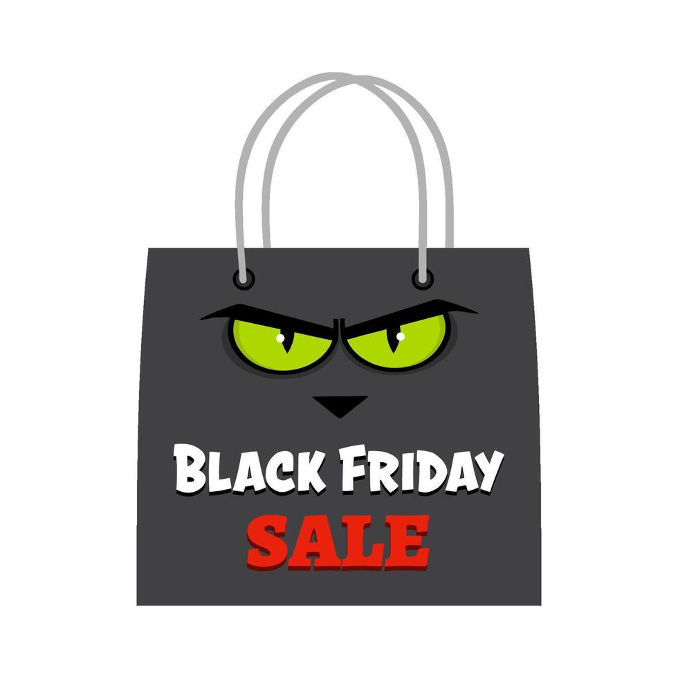 Black Friday Shopping Bag Cartoon Character With Text vector